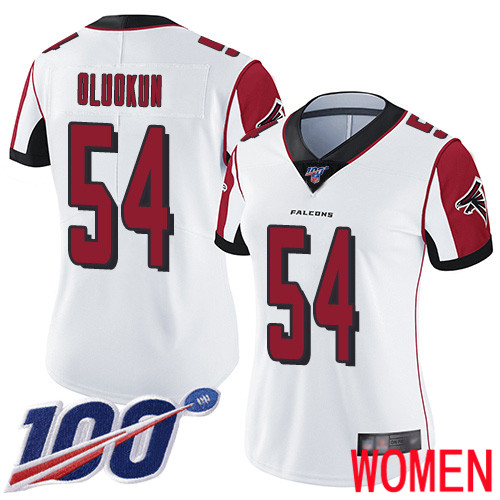 Atlanta Falcons Limited White Women Foye Oluokun Road Jersey NFL Football #54 100th Season Vapor Untouchable